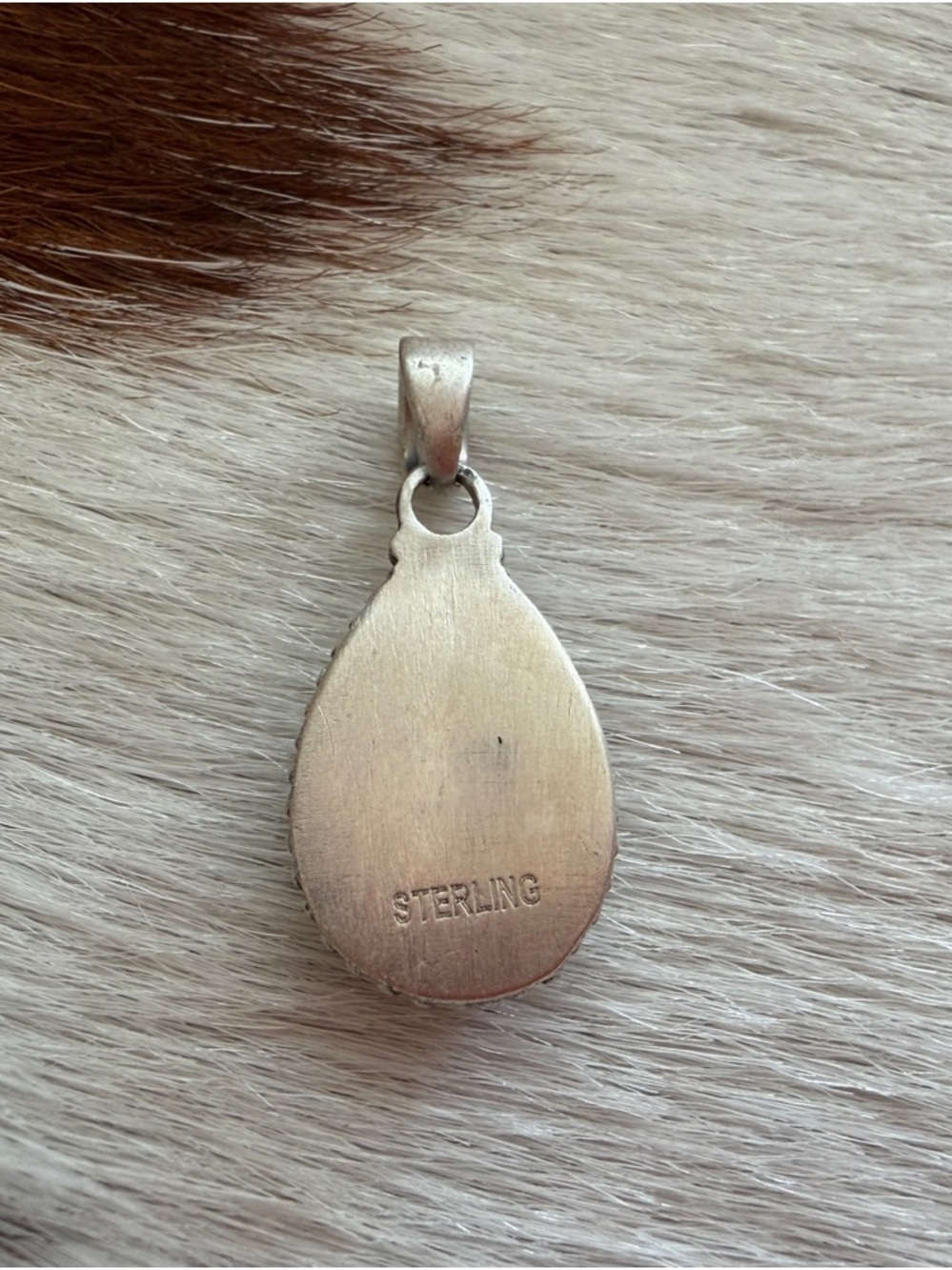 ❤️ Lone Mountain Turquoise Navajo Style Pendant Matte Sterling Silver - Picture 6 of 12